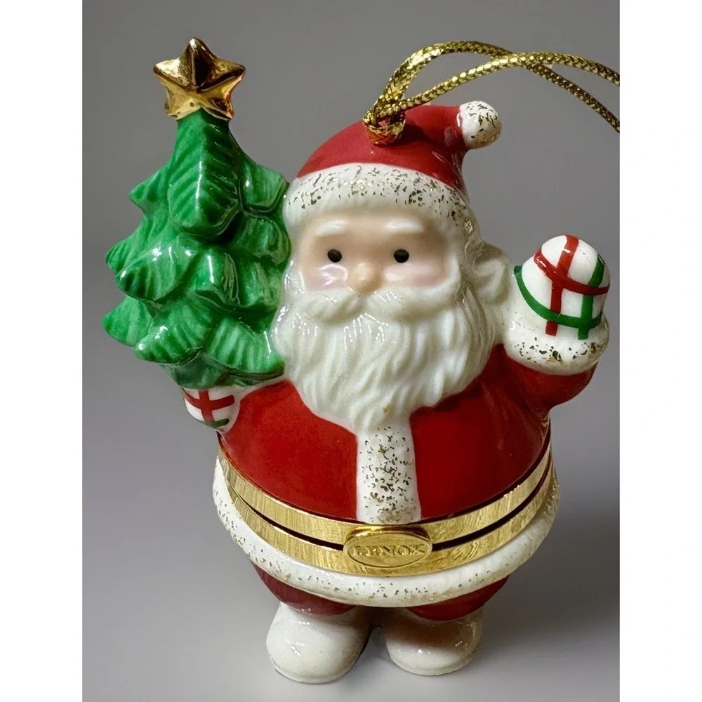 Lenox Treasures Santa Trinket Box. Lenox Treasures Christmas Ornament. EUC.